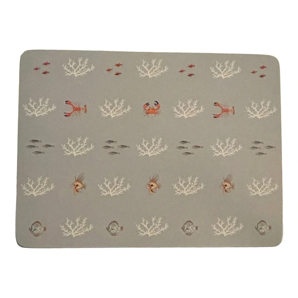 (4) Sophie Allport Cork Placemats WHAT A CATCH Crab Lobster Fish Coral Sea Ocean